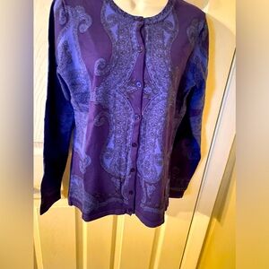 Patterned button down sweater small